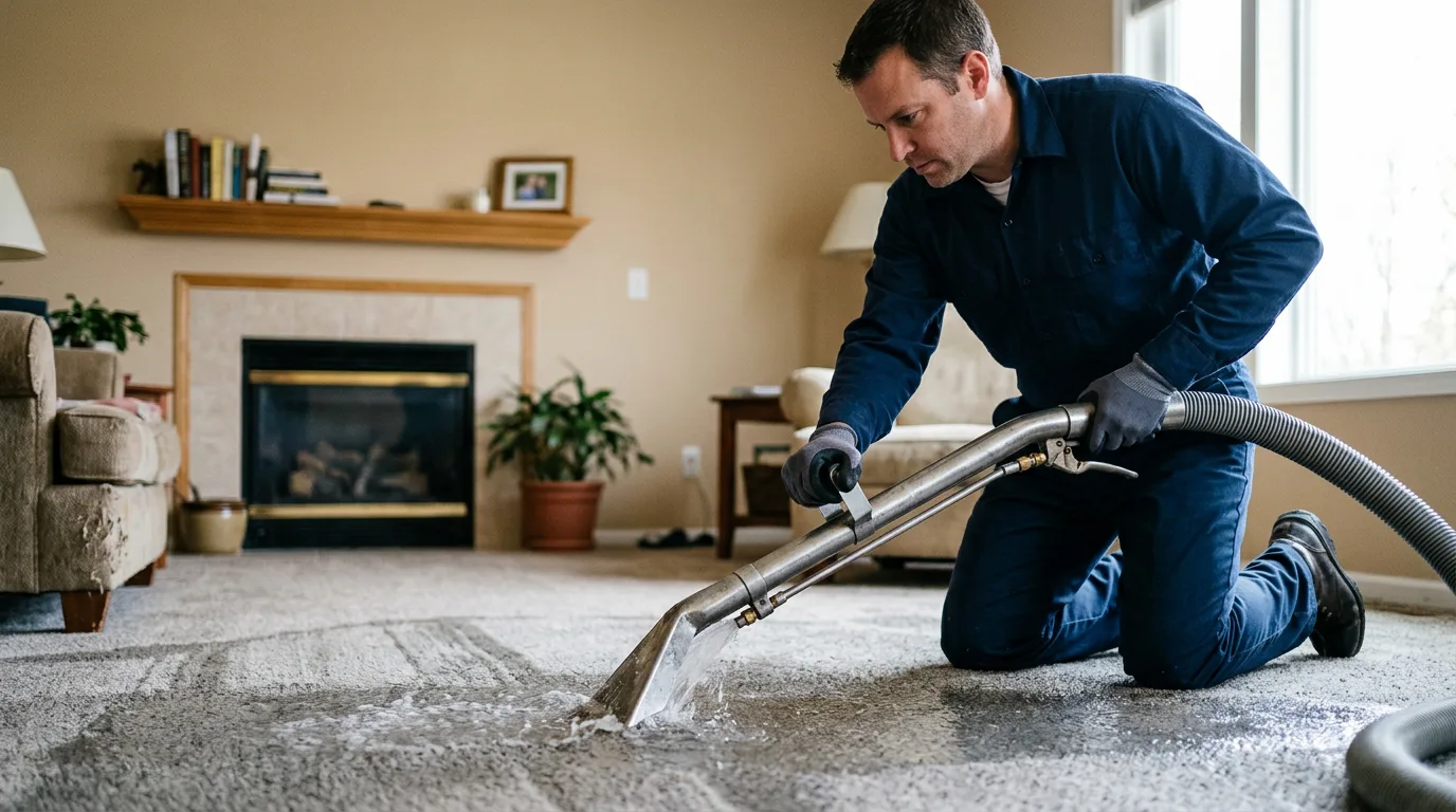 Water damage restoration technician working near Harrisburg, OH